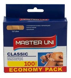 Лейкопластырь бактерицидный MASTER UNI Classic 72х9мм, 100шт