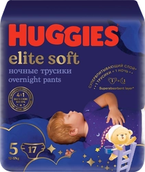 Подгузники-трусики детские HUGGIES Elite Soft 5 ночные 12–17кг, 17шт