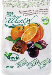 Конфеты ШИКОН Чернослив с апельсином в шоколадной глазури, на стевии, 210г