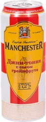 Напиток слабоалкогольный MANCHESTER Джин-тоник с соком грейпфрута, 7,2%, ж/б, 0.45л