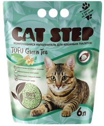 Наполнитель растительный для кошачьего туалета CAT STEP Tofu Green Tea комкующийся, 6л
