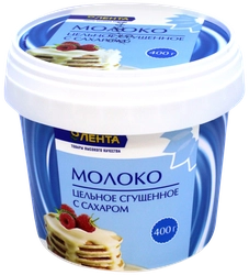 Молоко сгущенное ЛЕНТА цельное с сахаром 8,5% без змж, 400г