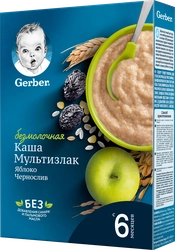 Каша мультизлаковая GERBER безмолочная, с яблоком и черносливом, с 6 месяцев, 180г