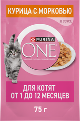 Изображение товара Корм влажный для котят PURINA ONE Курица и морковь, 75г