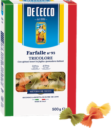 Макароны DE CECCO Farfalle Tricolore из твердых сортов пшеницы, 500г