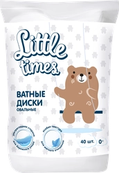 Ватные диски детские LITTLE TIMES овальные, 40шт