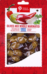 Изображение товара Смесь оливок и маслин с косточкой DOLCE ALBERO с травами, чили и чесноком, 150г