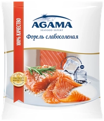 Форель слабосоленая замороженная AGAMA филе-кусок с кожей, 200г