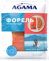 Форель слабосоленая замороженная AGAMA филе-кусок с кожей, 200г