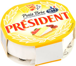 Сыр мягкий PRESIDENT Petit Brie с белой плесенью 60%, без змж, 125г