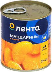 Мандарины ЛЕНТА кусочки в сиропе, 314мл