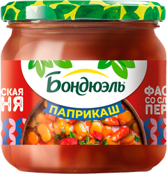 Фасоль белая БОНДЮЭЛЬ Паприкаш, в соусе со сладким перцем, 350мл