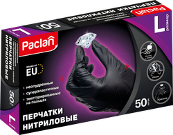 Изображение товара Перчатки хозяйственные PACLAN нитриловые, размер L, черные, 50шт