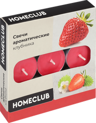 Свеча ароматическая чайная HOMECLUB Клубника, 9шт