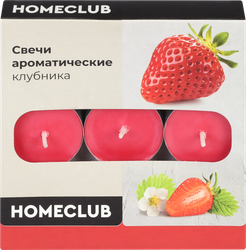 Свеча ароматическая чайная HOMECLUB Клубника, 9шт