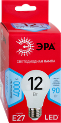 Лампа светодиодная ЭРА Эко 12Вт E27, холодный свет, груша
