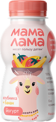 Йогурт питьевой МАМА ЛАМА Клубника, банан 2,5%, без змж, 200г