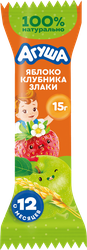 Батончик фруктово-злаковый детский АГУША Яблоко, клубника и злаки, с 12 месяцев, 15г