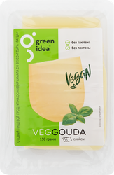 Продукт пищевой на основе крахмала GREEN IDEA со вкусом сыра Гауда 24%, нарезка, 150г