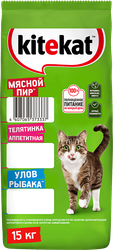 Корм сухой для кошек KITEKAT Мясной пир, полнорационный, 15кг