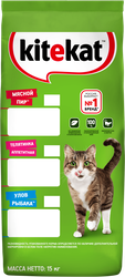 Корм сухой для кошек KITEKAT Мясной пир, полнорационный, 15кг