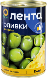 Оливки с сыром ЛЕНТА зеленые, 314мл