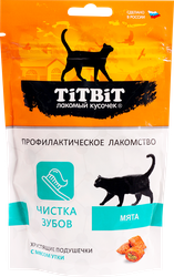 Изображение товара Лакомство для кошек TITBIT Хрустящие подушечки с мясом утки, для чистки зубов, 60г