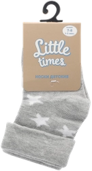 Носки детские LITTLE TIMES р. 7–8 (1–3мес) серые со звездочками, Арт. НН8001Л