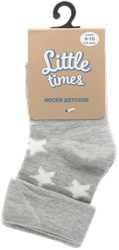 Носки детские LITTLE TIMES р. 9–10 (3–6мес) серые со звездочками, Арт. НН8001Л