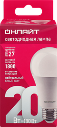 Лампа светодиодная ОНЛАЙТ E27 20Вт, нейтральный белый свет, груша Арт. 
61158