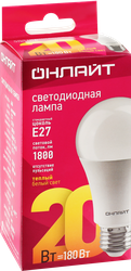 Лампа светодиодная ОНЛАЙТ E27 20Вт, теплый свет, груша Арт. 61157