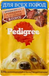 Корм консервированный для взрослых собак PEDIGREE с говядиной и ягненком в соусе, 85г