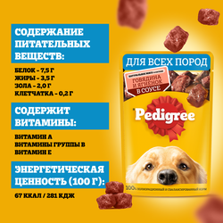 Корм консервированный для взрослых собак PEDIGREE с говядиной и ягненком в соусе, 85г