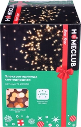 Электрогирлянда HOMECLUB 200LED-ламп, 15м, теплый белый, IP20 Арт. 19-201038/BLS2010