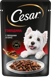 Изображение товара Корм влажный для взрослых собак CESAR с говядиной и овощами в соусе, 85г