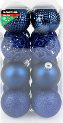 Изображение товара Набор елочных шаров HOMECLUB d=6см, разной фактуры, пластик Арт. AC3/6016/B, 16шт