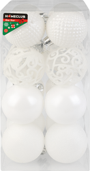 Изображение товара Набор елочных шаров HOMECLUB d=6см, разной фактуры, пластик Арт. AC3/6016/WI, 16шт
