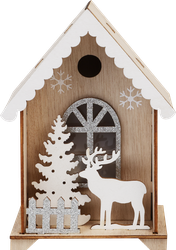 Изображение товара Фигура декоративная HOMECLUB Композиция в домике 16см, с LED-подсветкой, дерево, IP20 Арт. 19SF60625
