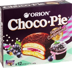 Пирожное ORION Choco Pie черная смородина, 360г