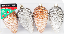 Изображение товара Набор елочных украшений HOMECLUB Шишки еловые 9см, пластик Арт. HP9004-830S01, 4шт