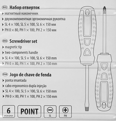 Набор отверток SPARTA Point, CrV, двухкомпонентные рукоятки Арт. 11782, 6шт