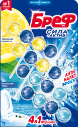 Изображение товара Блок для унитаза БРЕФ Сила-Актив Лимонная свежесть и Океанский бриз, 4x50г