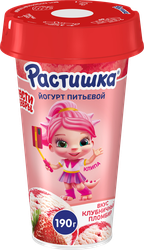 Изображение товара Йогурт питьевой РАСТИШКА Шейк Клубничный пломбир 2,8%, без змж, 190г