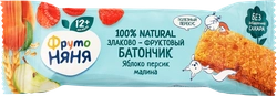 Батончик фруктово-злаковый ФРУТОНЯНЯ Яблоко, персик, малина, с 12 месяцев, 25г