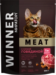 Корм сухой для взрослых кошек WINNER Meat с сочной говядиной, 300г