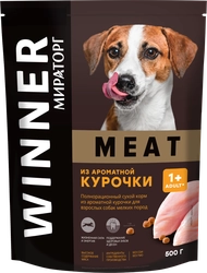 Корм сухой для взрослых собак WINNER Meat из ароматной курочки, для мелких пород, 500г