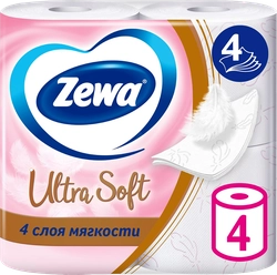 Бумага туалетная ZEWA Ultra Soft 4-слоя, 4шт