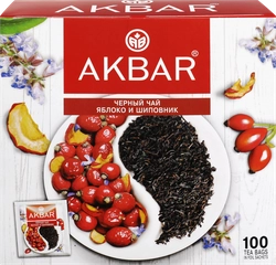 Чай черный AKBAR Яблоко и шиповник, 100пак