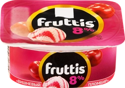 Продукт йогуртный FRUTTIS Суперэкстра Вишневый пломбир/Груша, ваниль 8%, без змж, 115г