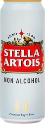 Пиво светлое безалкогольное STELLA ARTOIS пастеризованное, не более 0,5%, 0.45л